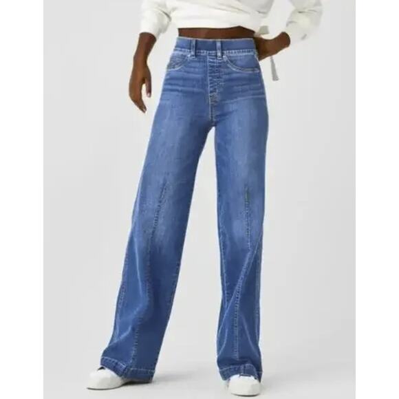 SPANX Denim - Spanx Front Seam‎ Wide Leg Jean in Vintage Indigo Size XS Petite